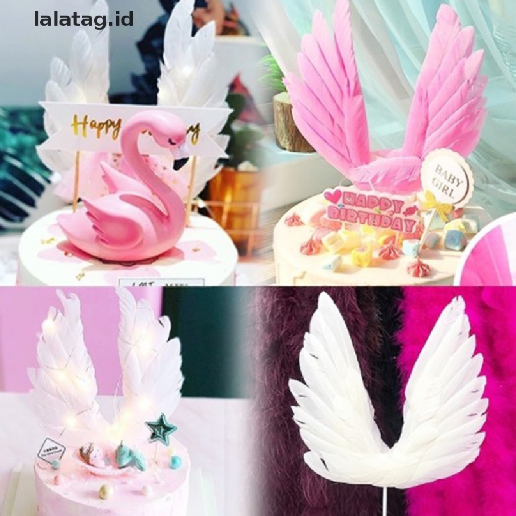 [lalatag] Sayap Malaikat Hiasan Kue Wedding Cupcake Cake Flag Dekorasi Pesta Sayap Bulu [ID]