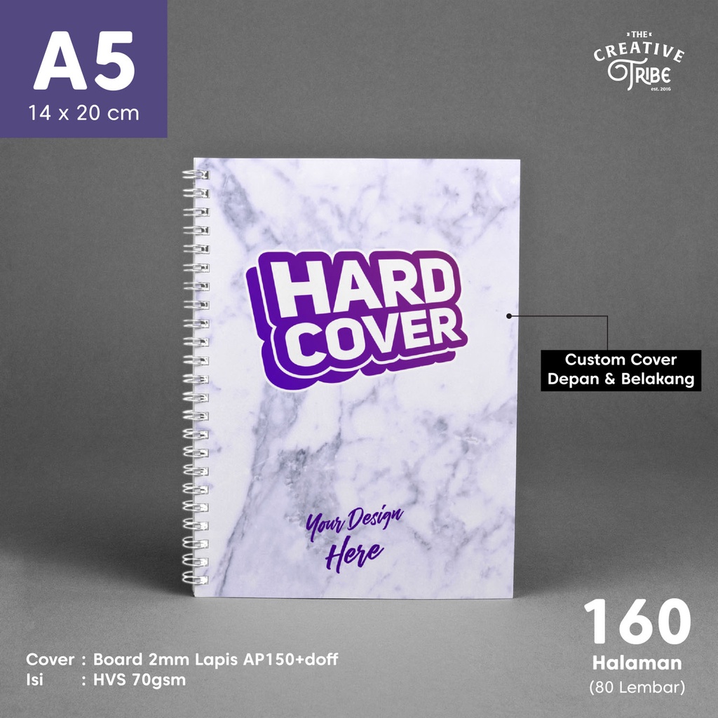 

Notes Hardcover A5 Spiral - 160 Halaman HVS / Buku / Blocknote Custom