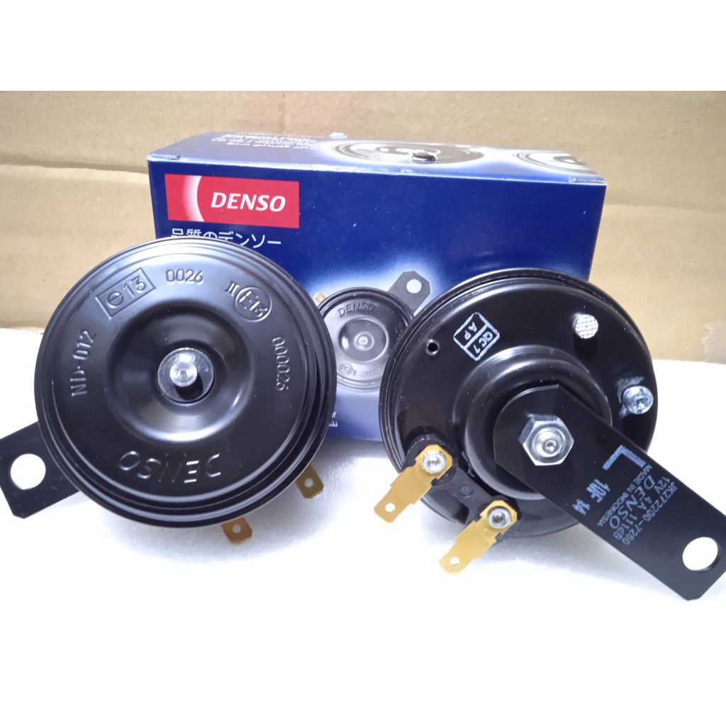 KLAKSON DENSO COMPACT DISC HORN SET 12 VOLT WATERPROOF 100%ORIGINAL UNIVERSAL MOBIL DAN MOTOR