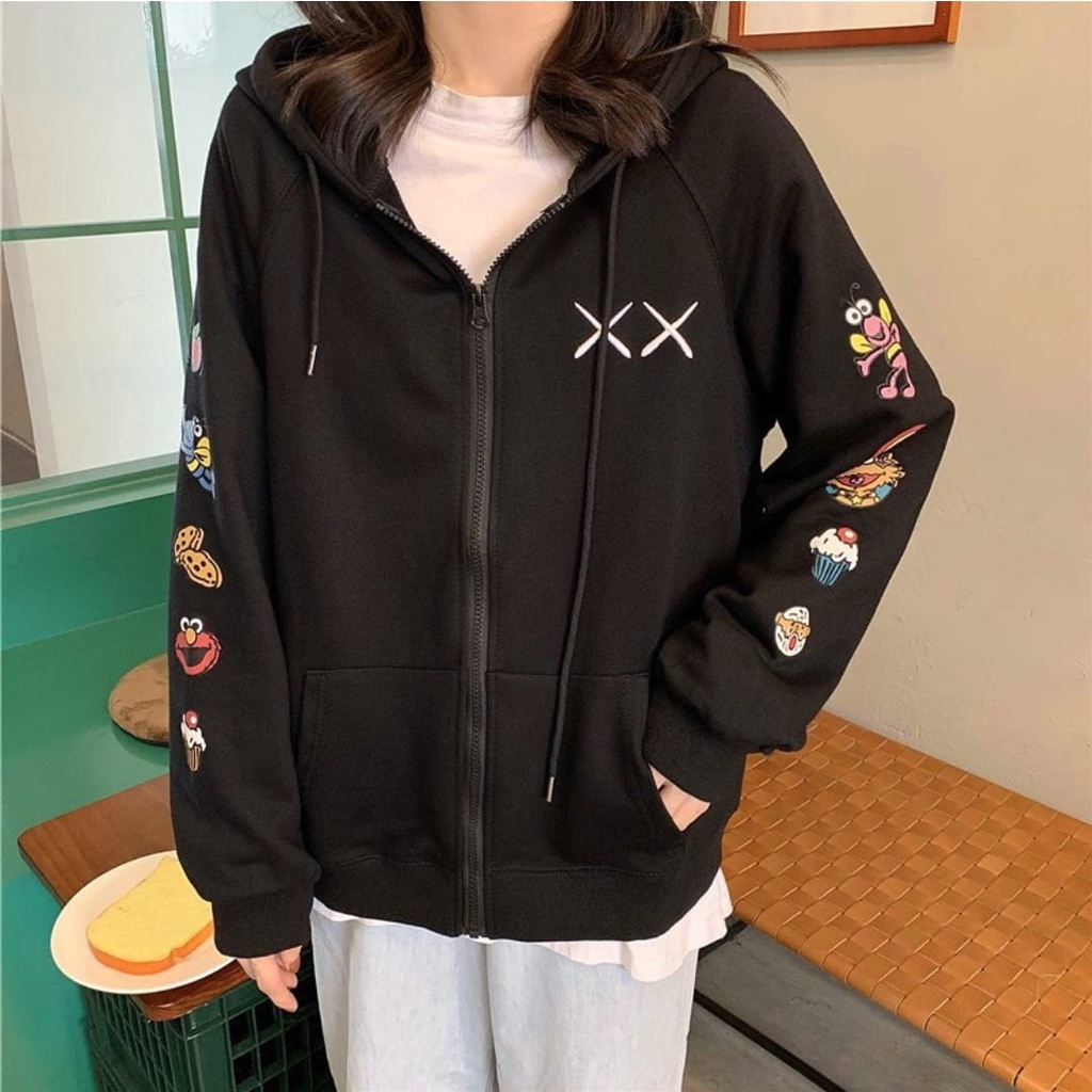 HOODIE ZIPPER SWEATER WANITA / SESAME HOODIE ZIPER JAKET WANITA KOREAN STYLE