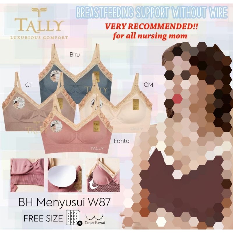 BRA MENYUSUI TALLY W87 | busa tipis | tanpa kawat | bahan rajut