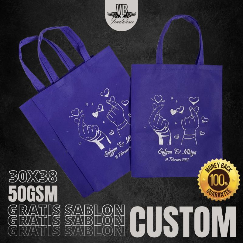 GOODIEBAG SOUVENIR PERNIKAHAN TAS SABLON MURAH MUAT BANYAK 50GSM F 30X38