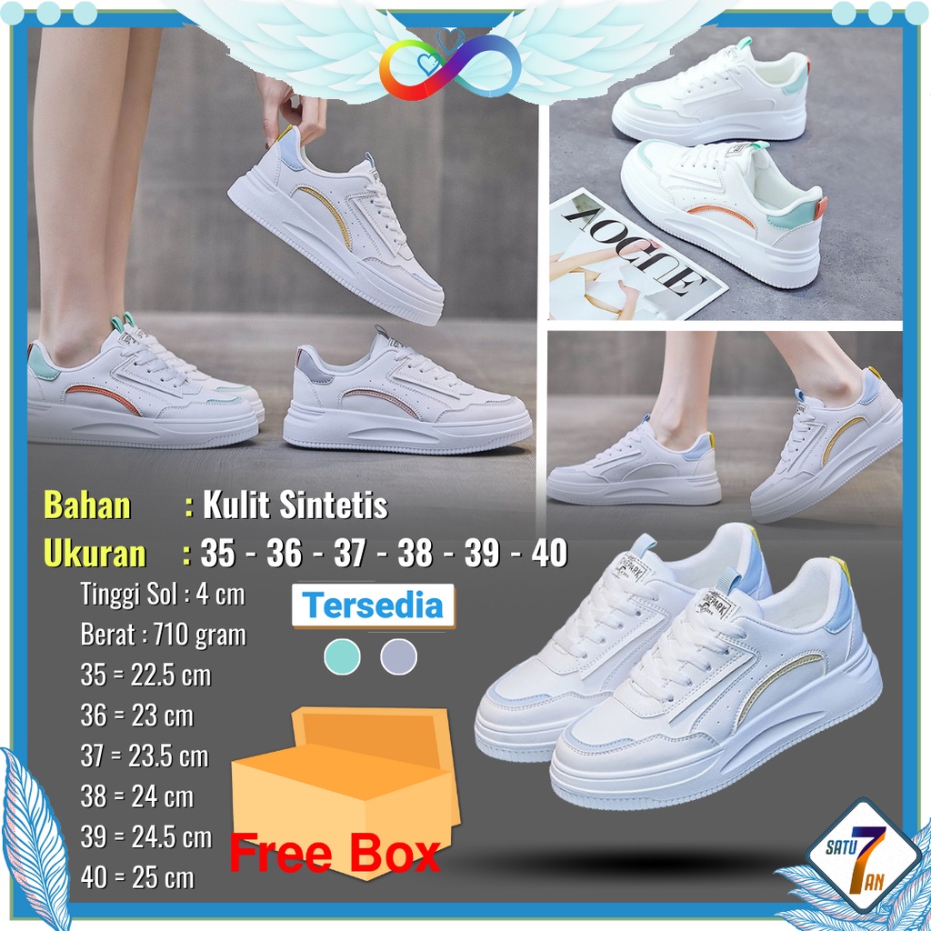 Sepatu Sneakers Wanita Tali Fashion Korea Style Shoes Casual Sepatu Cewek Kulit Sintetis  Free Box Satu7an SPT-23
