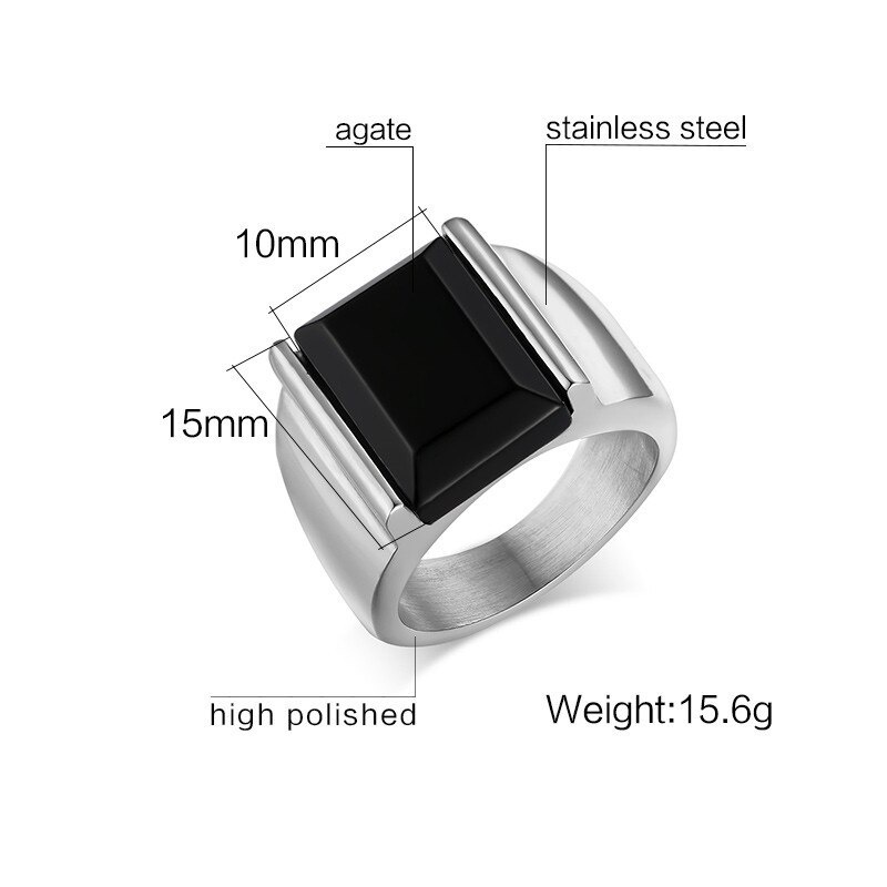 COD!! Cincin Titanium pria batu onyx anti karat selamanya