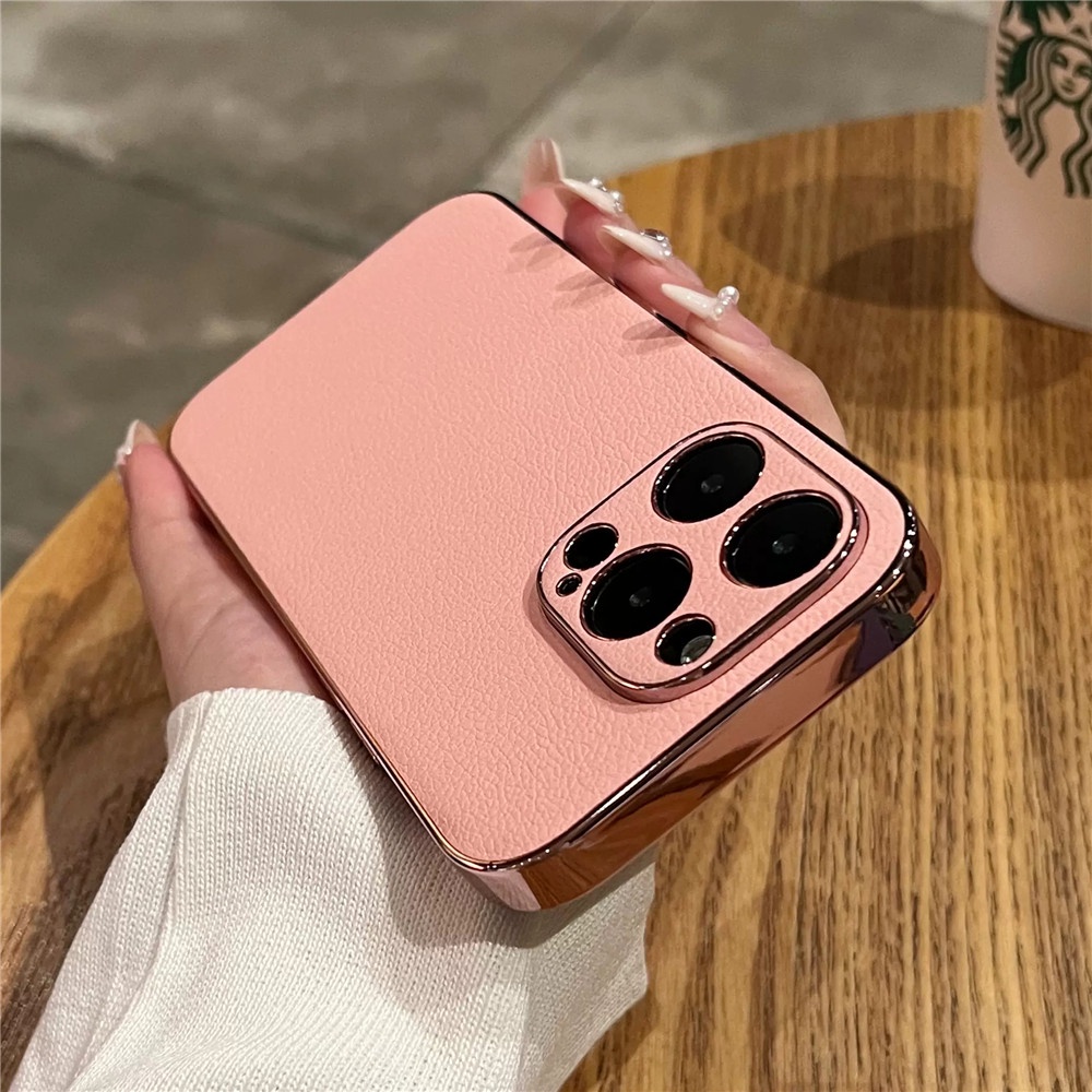 Casing Ponsel Kulit Frame Plating Mewah Untuk Iphone14 13 12 11 Pro Max14 Plus Electroplate Shockproof Cover Casing iPhone