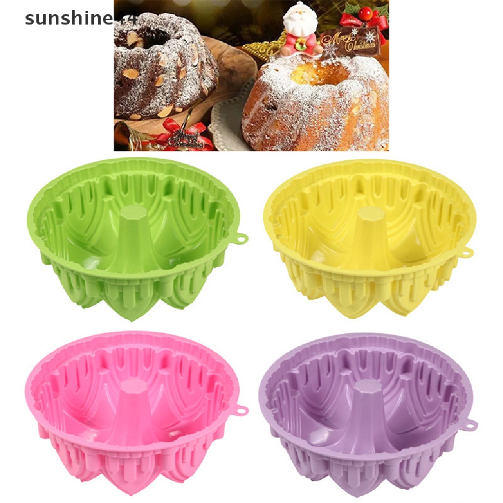 Sunshine 21.7 cm Kue Besar Cetakan Silikon Bentuk Kastil Roti Pastry Mould Baking Tool.