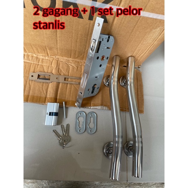 kunci pintu minimalis silinder putar knop/ 2 gagang 1 set kunci pelor/ paket komplit kunci pintu minimalis/ handle pintu