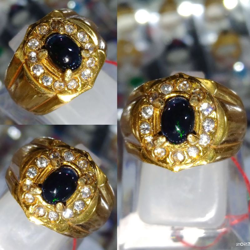 CINCIN BATU PERMATA NATURAL BLACK OVAL KALIMAYA BANTEN ASLI 100% FULL JARONG