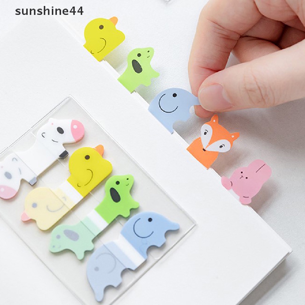 Sunshine 1pcs Stiker Indeks Tipe Laci Warna Tembus Hewan Lucu Sticky Notes Dan Memo Pad Self Adhesive Anti Air.