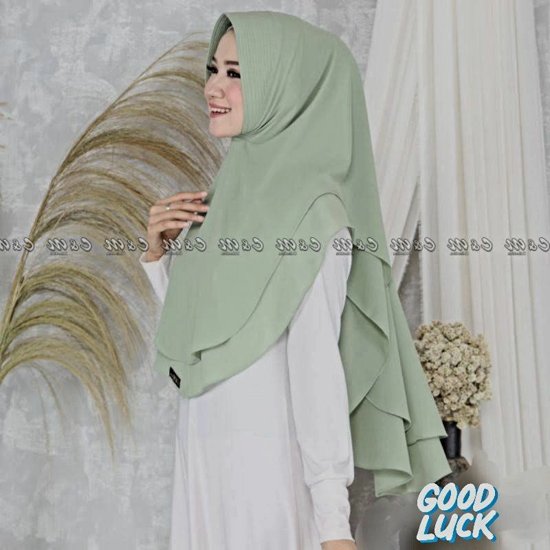 Khimar Hijab Jilbab Kerudung Sar'i Jumbo 2 Layer Cantik Kekinian Bahan Ceruti Babydoll Premium