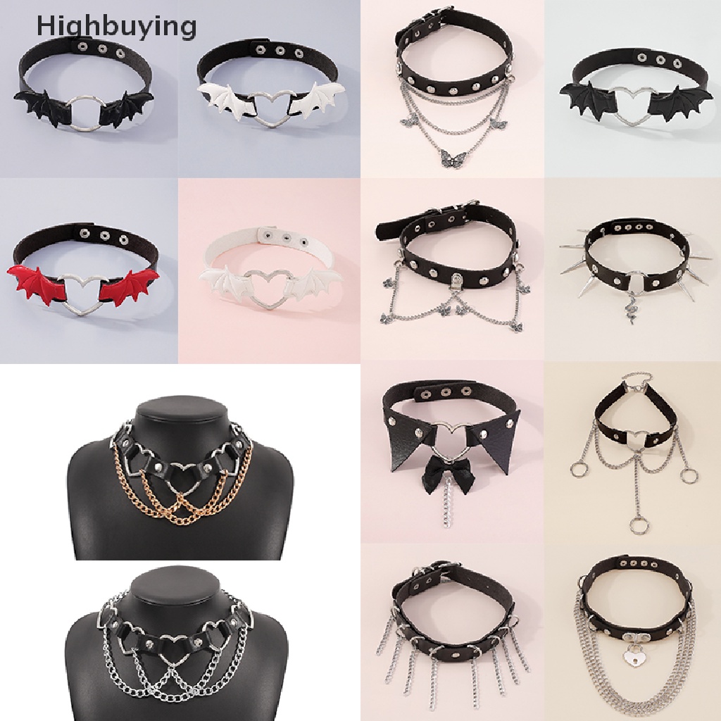 Hbid Woman Punk Choker Collar Necklace Pu Leather Gothic Rivets Choker Necklace Glory