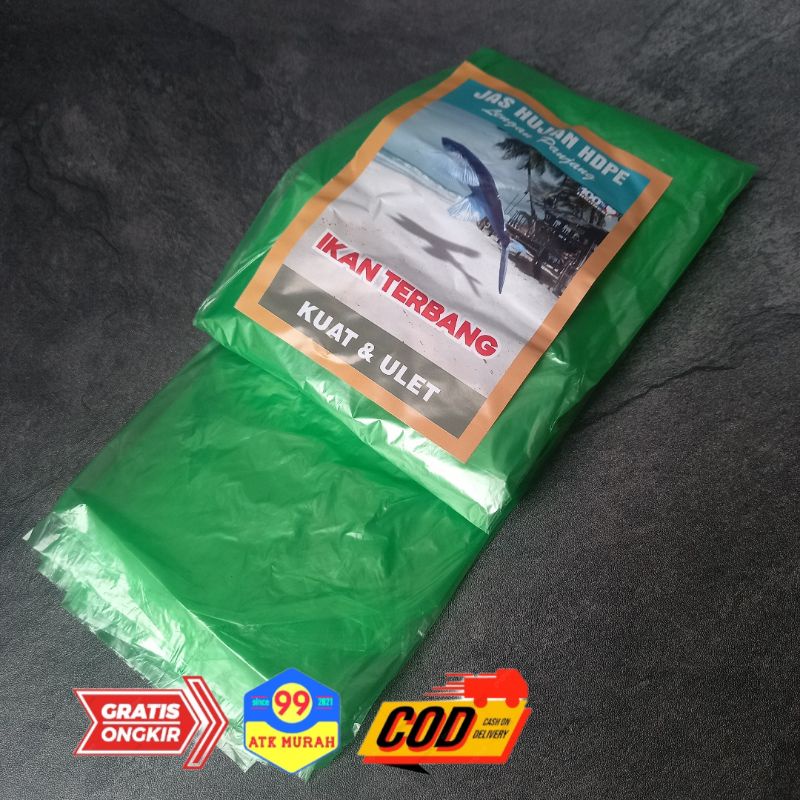 IKAN TERBANG PONCO 12 pcs - Jas Hujan Plastik Ponco/Mantel Plastik Lengan Panjang