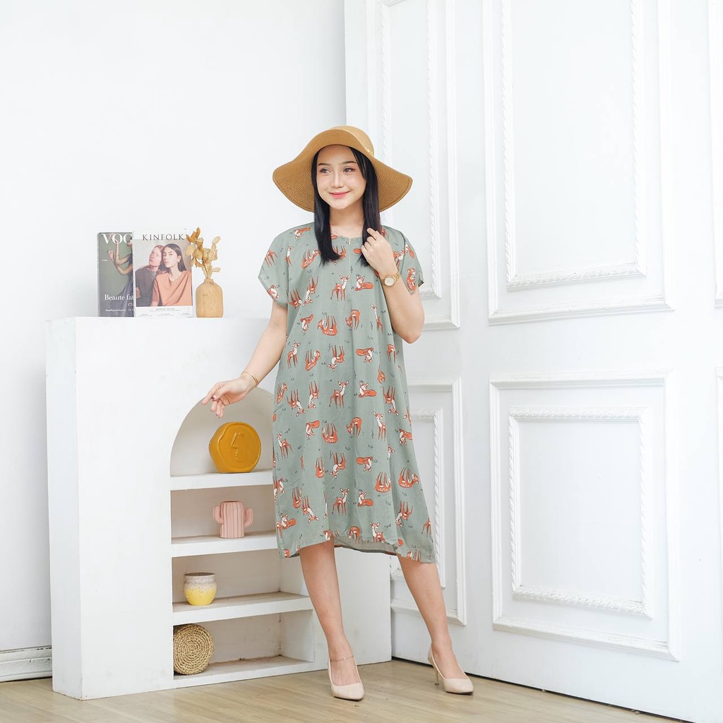 Daster Panjang Selutut Busui Kekinian Non Ruffle Agg_cloth