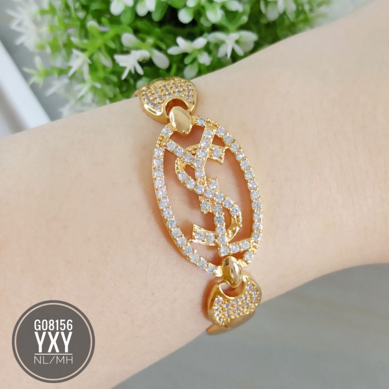 Gelang Yaxiya ysl permata zircon gold G08156