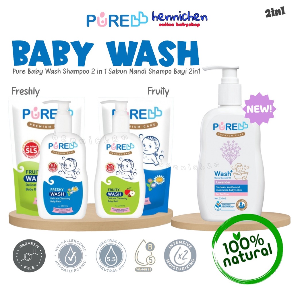 Pure BB Baby &amp; Kids Wash 2 in 1 Bath 2 Fruity &amp; Freshy Sabun Mandi Bayi Kulit sensitif aman purebaby