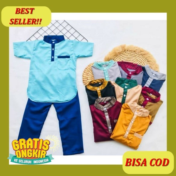 (I-L8L)(❤) Baju Koko Anak Laki Laki Model Pakistan Rainan Terbaru 2021 Bonus Peci / Kurta / Baju Set