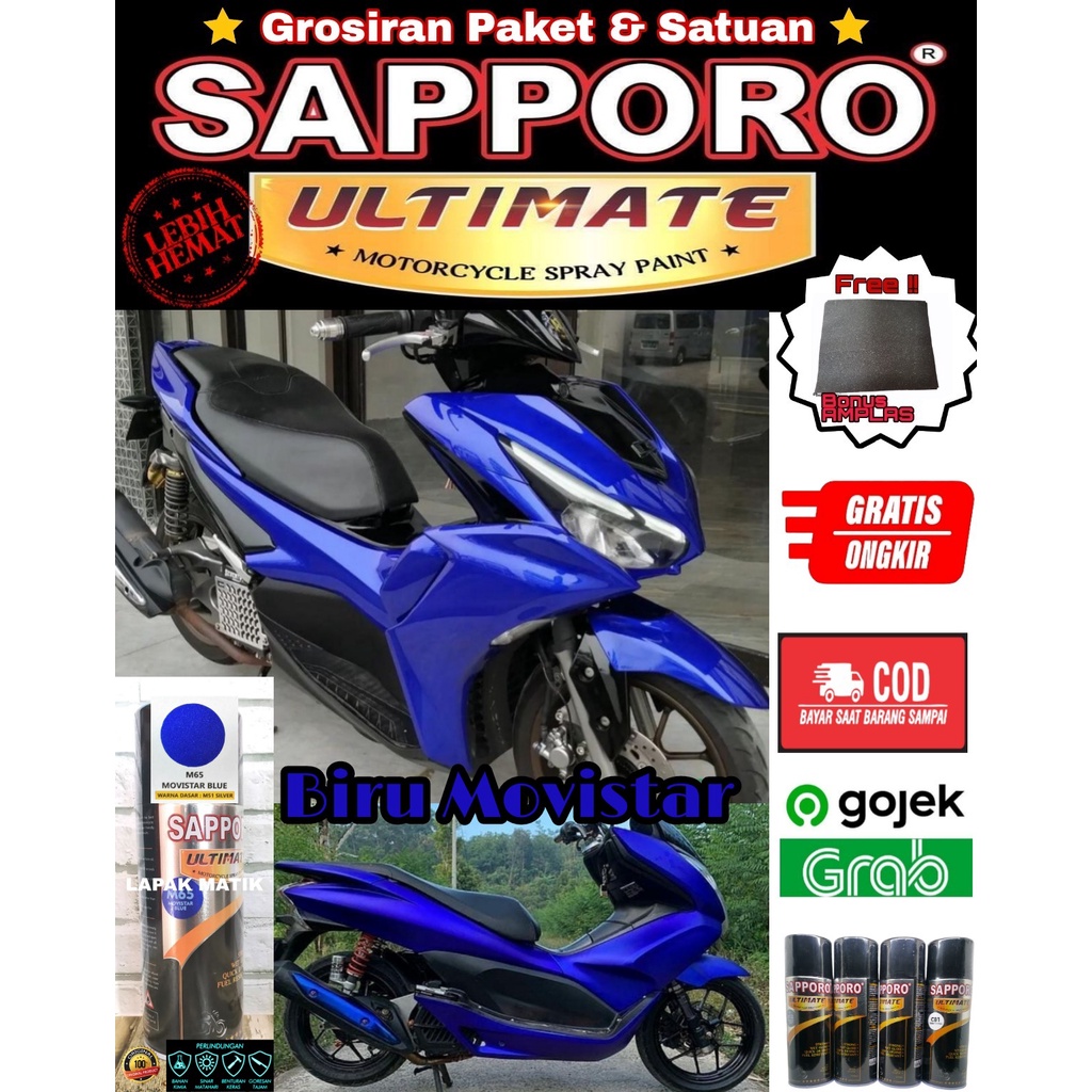 SAPPORO ULTIMATE M65 MOVISTAR BLUE BIRU MOVISTAR / CAT SPRAY SEMPROT AEROSOL