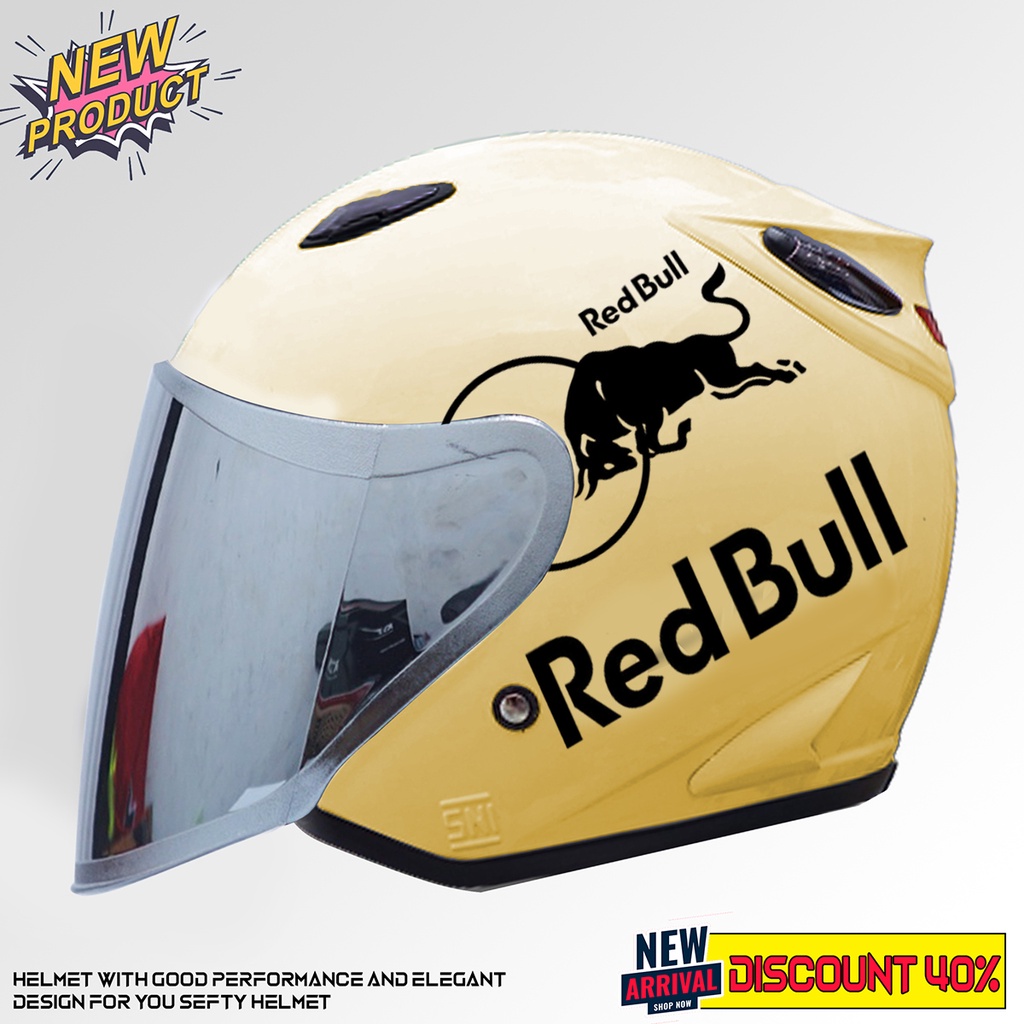 Helm Half Face INK CENTRO Red Bull SNI / Helm Dewasa Untuk Pria Dan Wanita COD