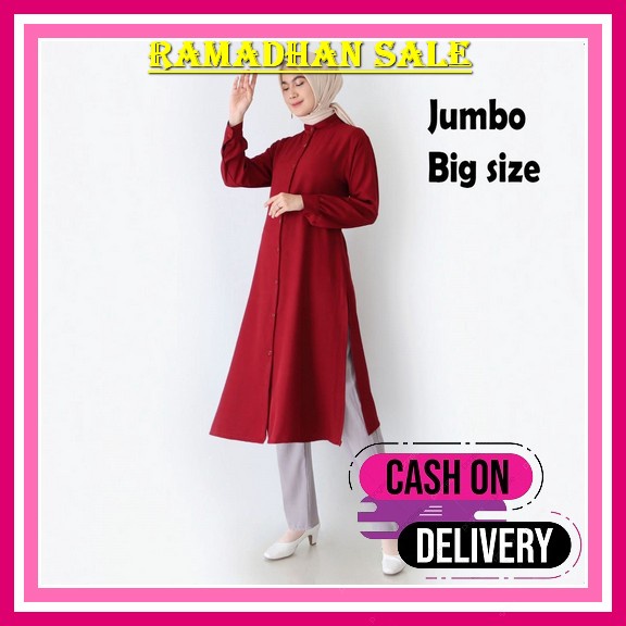 Setcel Julita Crinkle Air Flow Jumbo Long Tunik Stelan Muslim / One Set Jumbo Crinkle / Baju Stelan 