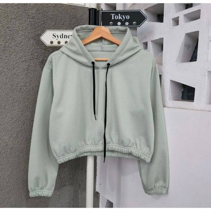 sherpa cute ear hodie crope