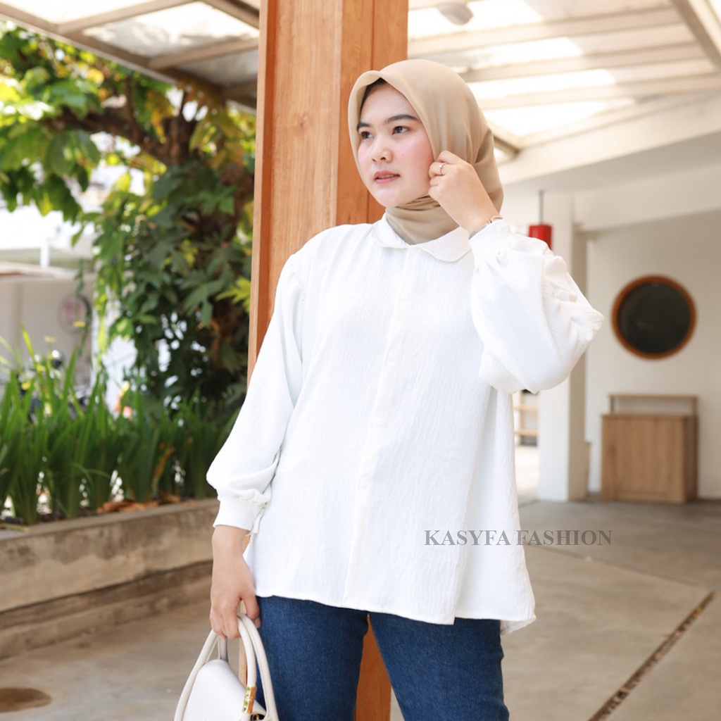 ELISA TOP BLOUSE // ELZE KEMEJA CRINCLE LENGAN BALON