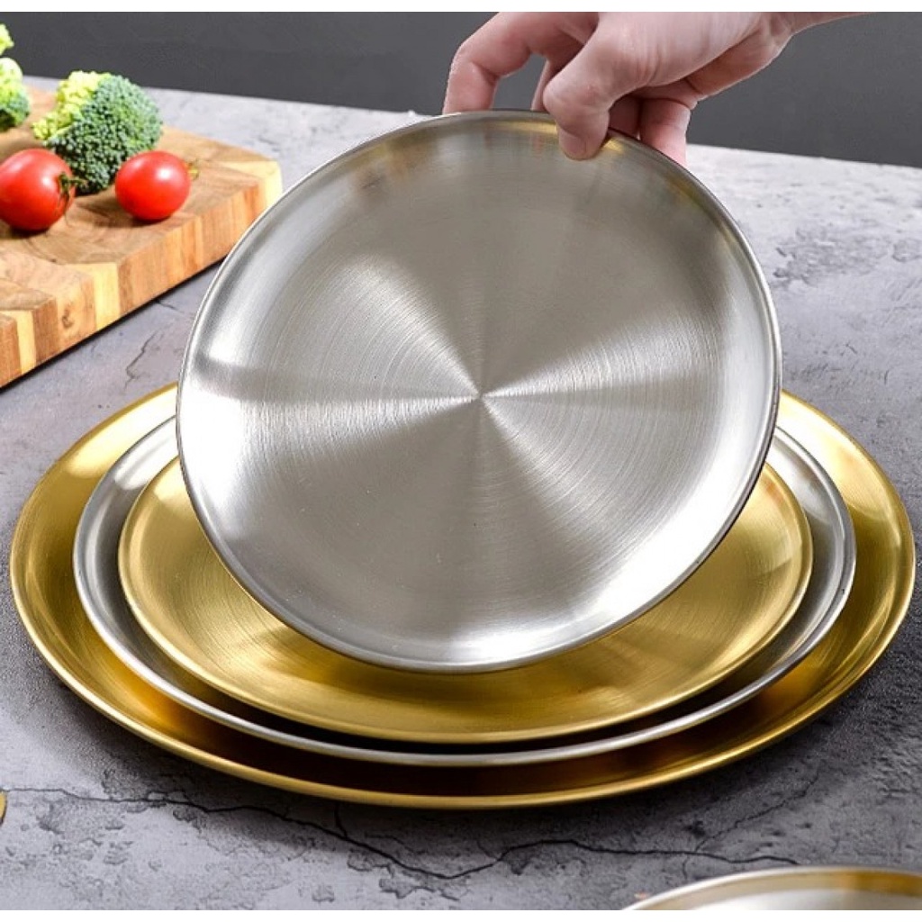 Piring Makan Stainless Steel Mewah European Style One Two Cups