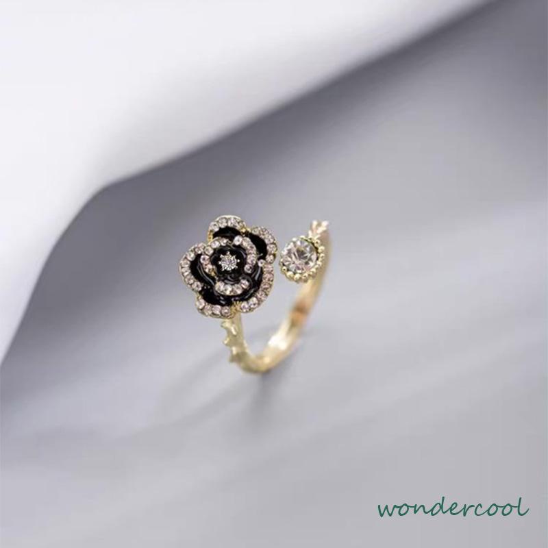 Cincin Camellia Berlian Aksesori Cincin Mewah Wanita-Won