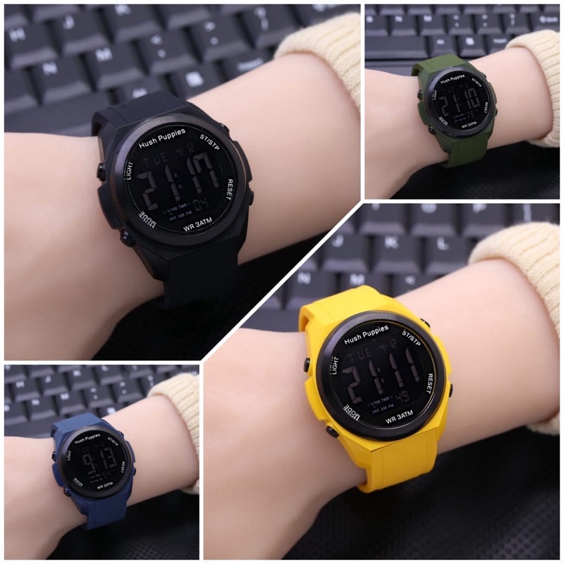 (Gorsir)Jam Tangan Wanita Fashion Hushpuppies 2109 Digital bulat Anti Air Strap Rubber/Karet(Dikirim Jakarta)