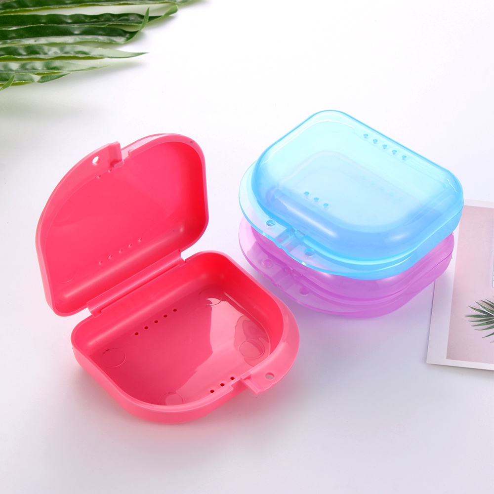 ღ 1 Pc Portable Gigitiruan Kotak Penyimpanan Penjaga Mulut Wadah Kawat Gigi Case Portable Gigi Persediaan Tray Perawatan Kesehatan Kebersihan Mulut gigi Alat