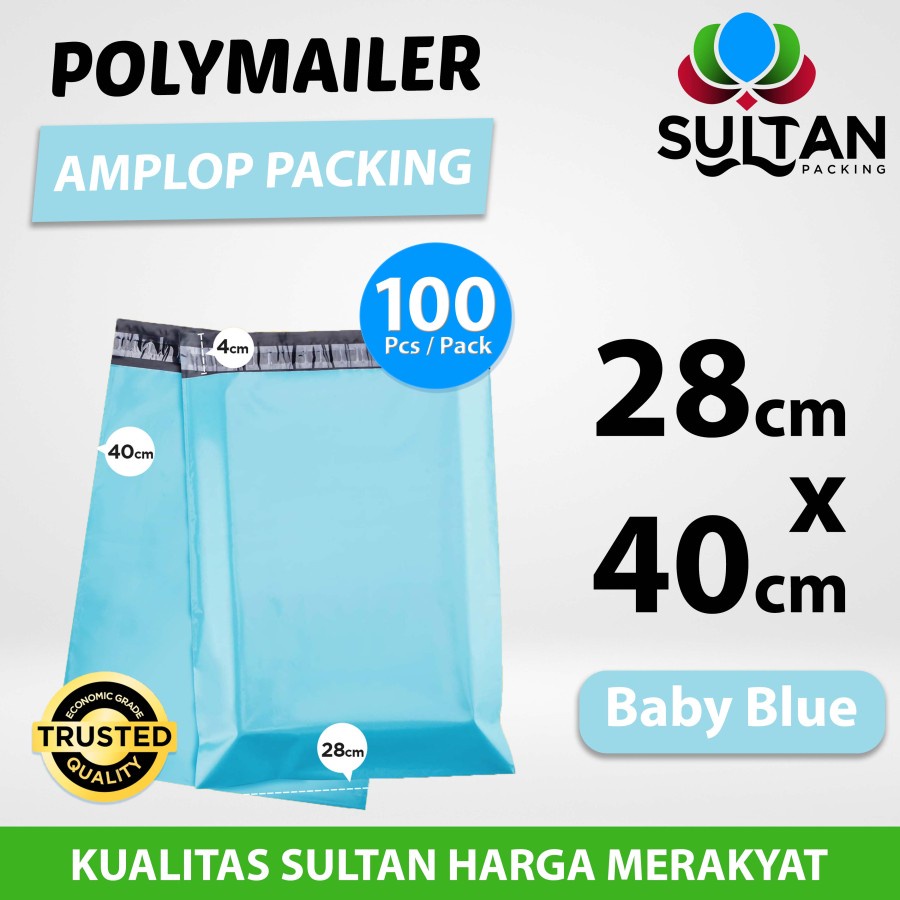 

Polymailer Pack Blue 28x40cm amplop Plastik Packing Olshop Ekonomis