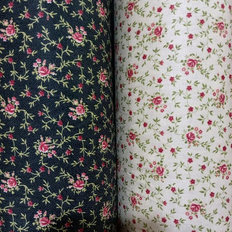 Kain Bahan Meteran KATUN JEPANG MOTIF BUNGA HIJAU 2W uk 50cm (MINIMAL ORDER 2X KLIK)