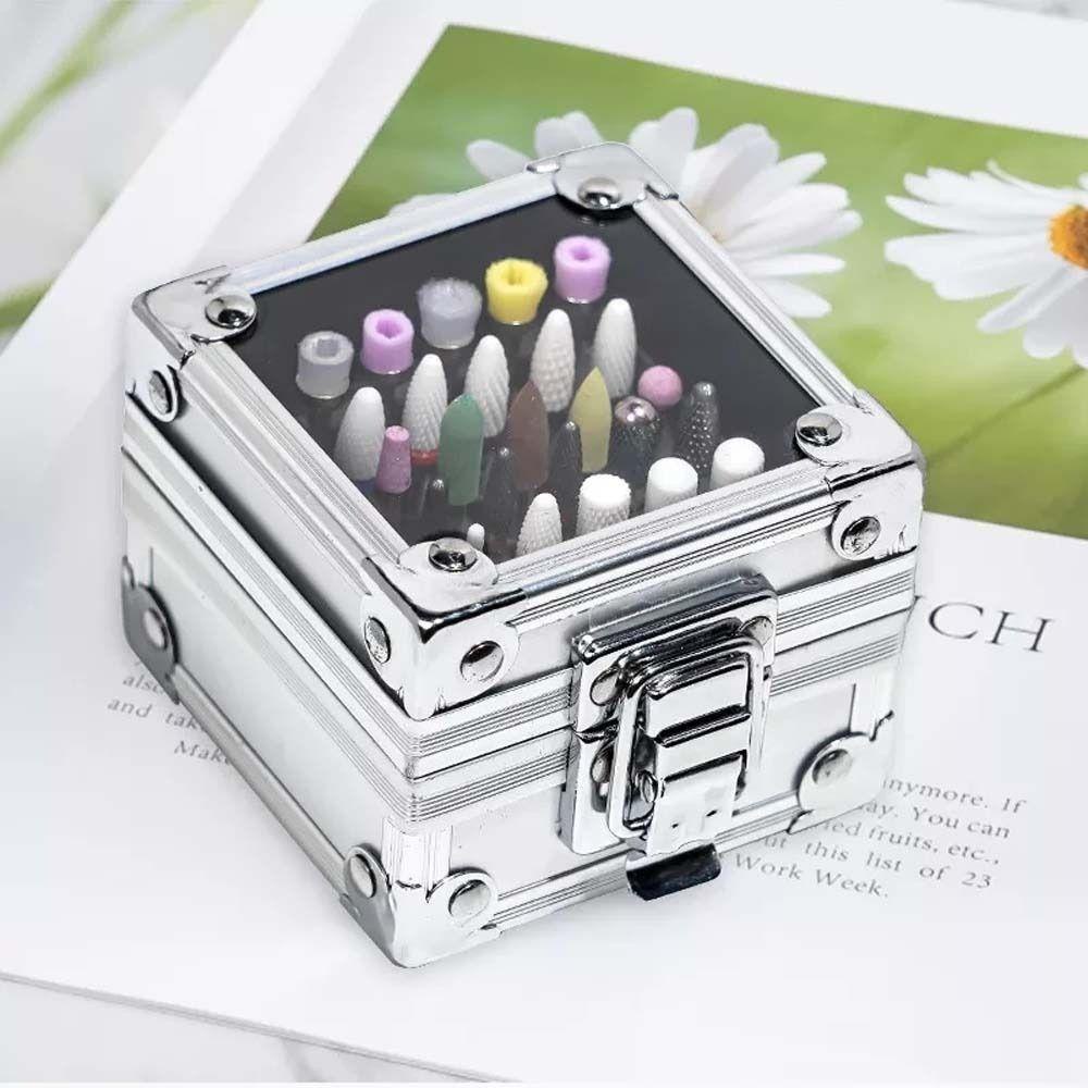 Mxbeauty Kotak Penyimpanan Kepala Gerinda Kuku Wanita Nail Art Tips Wadah Penyimpanan Aksesoris Manicure Organizer Case Nail Polishing Head Stand