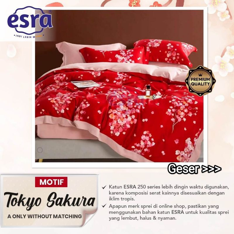 Sprei Katun Lokal Motif Tokyo Sakura By Bahan Katun Esra,Sprei Homemade/Sprei Custom/Seprai Aestheti