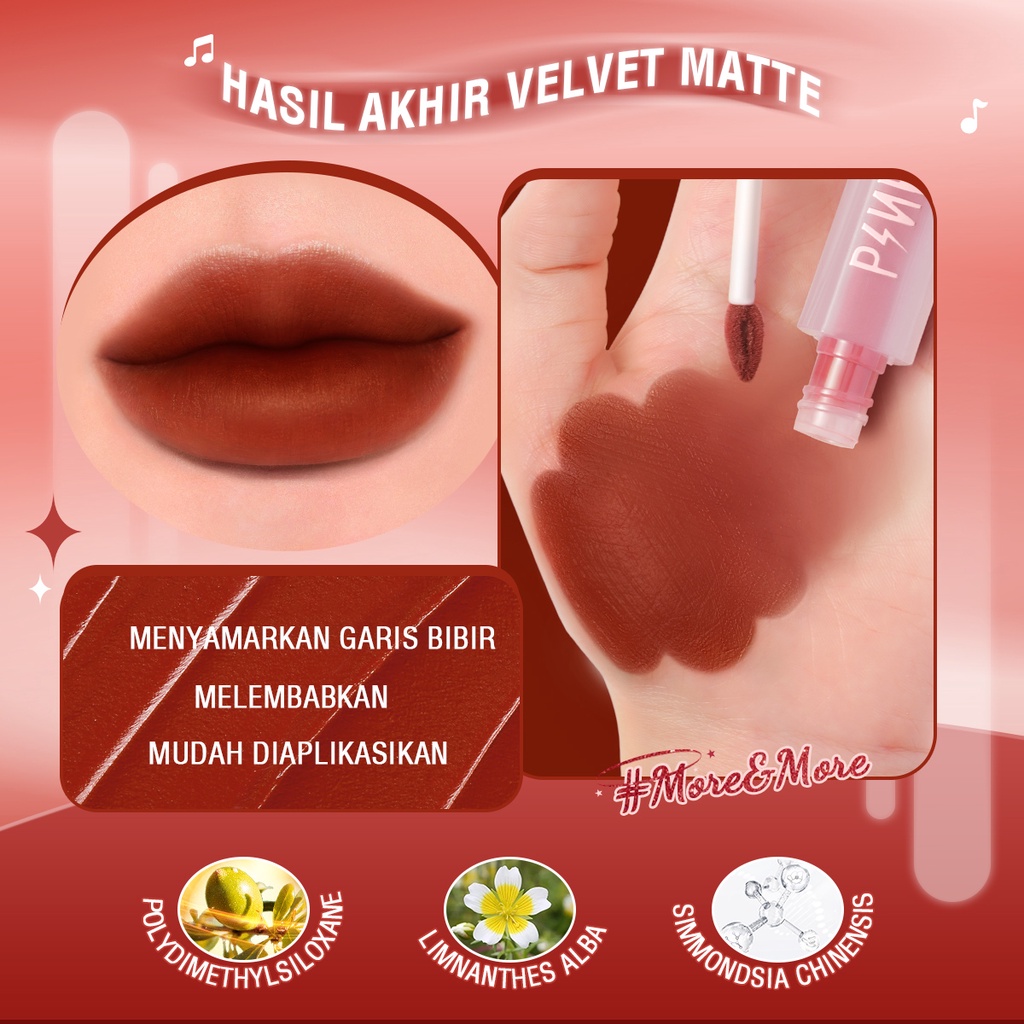 PINKFLASH More&amp;More Long-lasting Velvet Airy Matte Mousse Lipstick Smooth Lasting Silky Lip tint Multi-use 4.9 107 Penilaian 246 Terjual