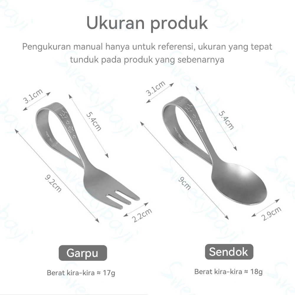 SweetyBayi Sendok garpu alat makan anak bayi Japanese training spoon and fork stainless