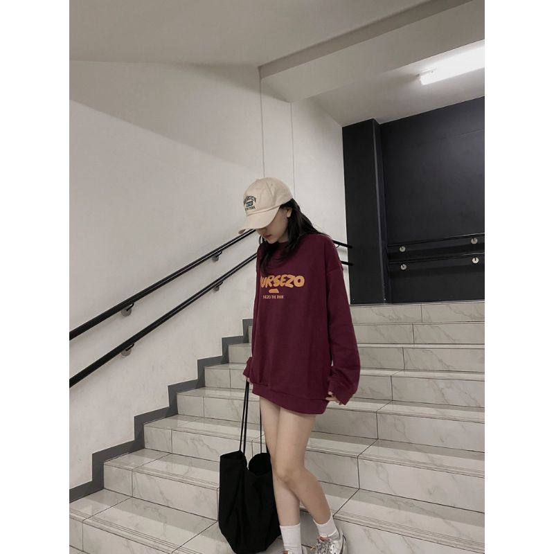 Sweater BIG SIZE ( S - 6XL ) Korean Style BURGUNDY Crewneck OVERSIZED PURSEZO Purbsso Pria Wanita Fleece Cotton Sweatshirts Harajuku Street Style S M L XL 2XL 3XL 4XL 5XL 6XL BURGUNDY maroon hitam Ungu