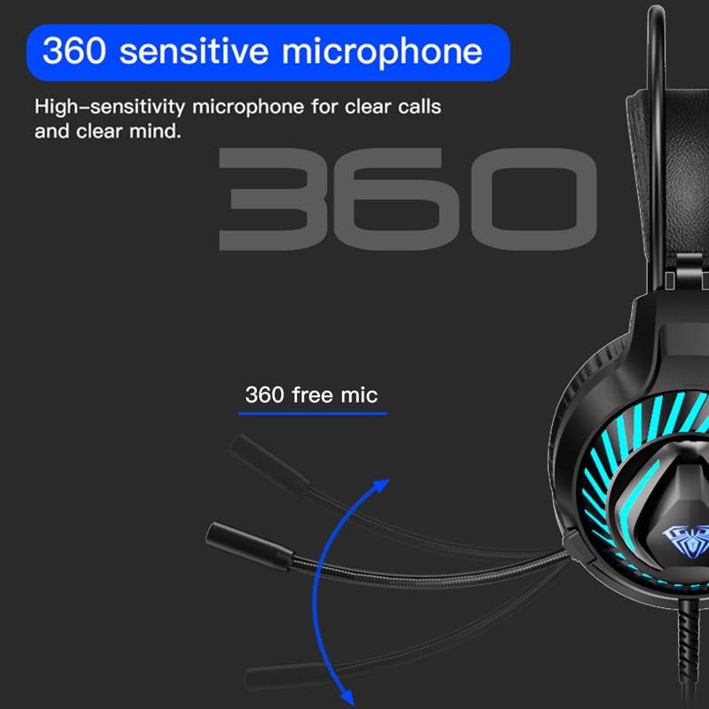 Headset Gaming AULA S605 Wired RGB Free Splitter Jack - AULA S 605