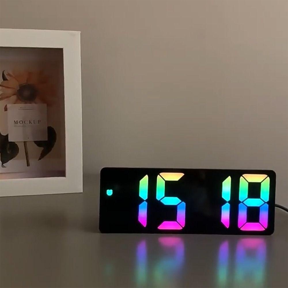 SUYO Jam Weker Meja Samping Tempat Tidur Lampu Malam Backlight Suhu Kalender LED Digital
