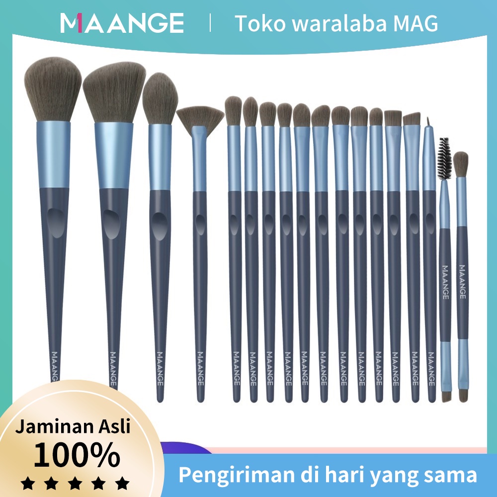 MAANGE5991 Brush Kit 18 Pcs Brush Kosmetik Pro Nylon Makeup Brushes Kit Kuas Perona Mata Bedak Perona Mata Face