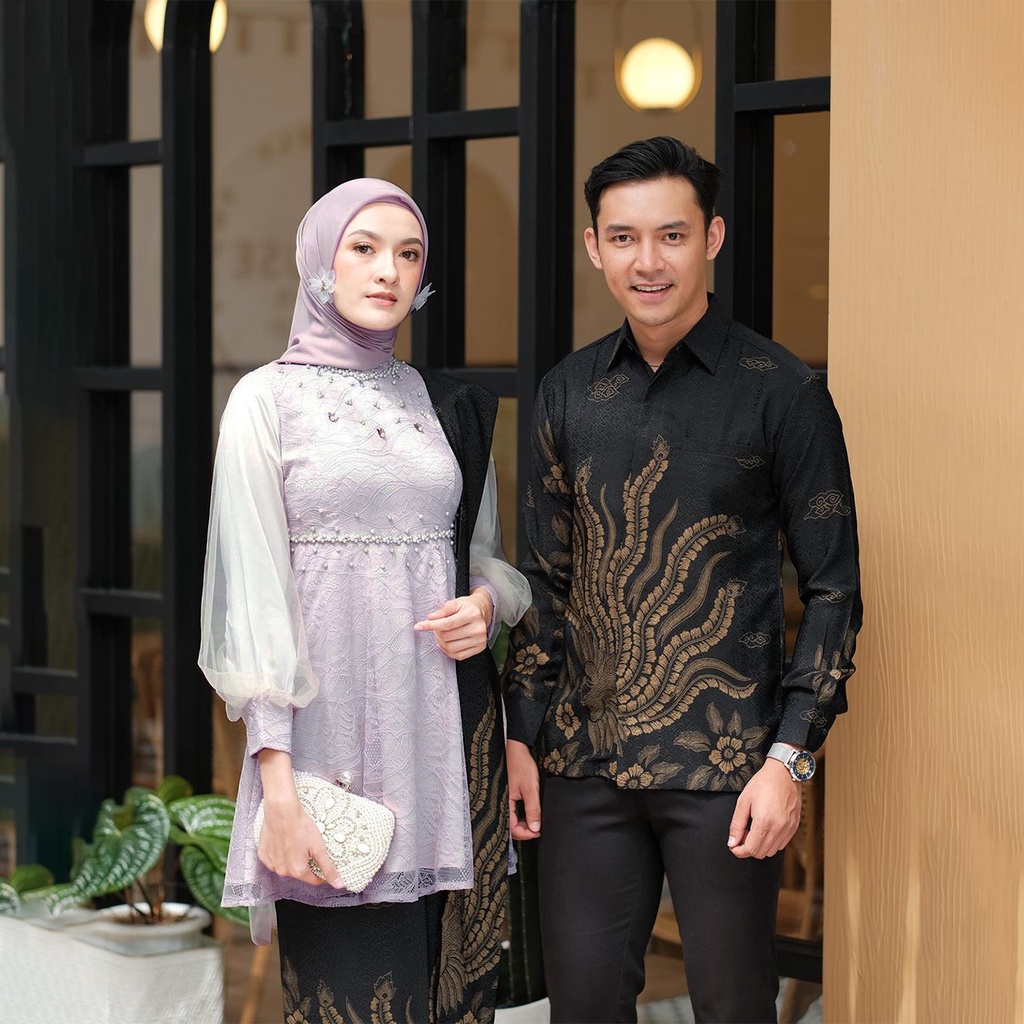 NAYAKA BATIK - Kebaya Couple Zevanya Brukat Mutiara Baju Couple Pasangan Kebaya Kondangan Tunangan Batik Couple Modern Baju Wisuda Kekinian