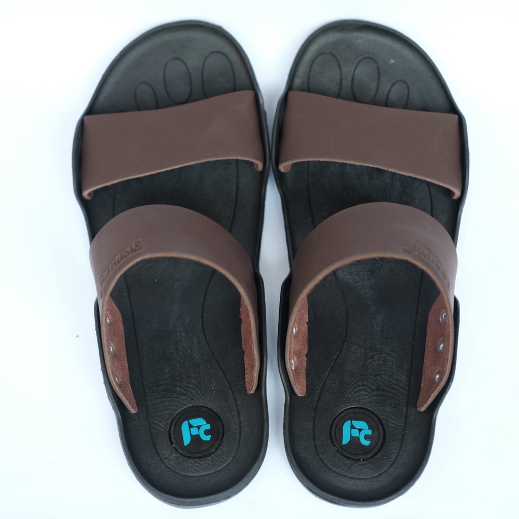 sandal selop kulit pria/wanita new tres warna Coklat PREMIUM QUALITY MODEL High Quality Kasual Cowok 100% Real picture