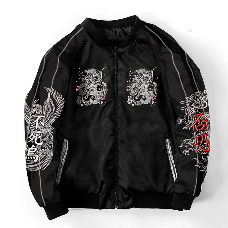 Jaket Bomber Sukajan Kurode Ryu Terbaru Jacket Naga Full Bordir Unisex Original
