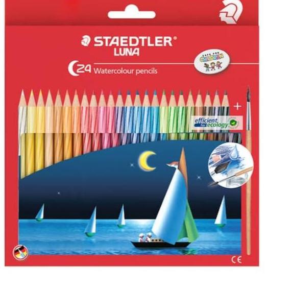 

~ Pensil Warna STAEDTLER Luna 24 Warna Watercolour Pencil Free Brush Model Baru