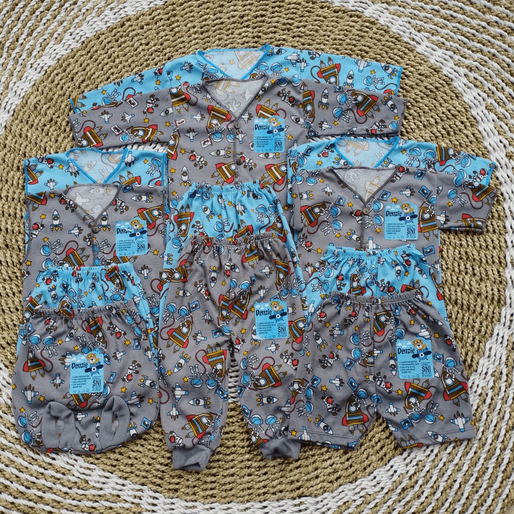 12 PCS Setelan Baju Bayi Celana Bayi Baru Lahir Baju Newborn Kain Printing Motif ASTRONOT Perlengkapan Bayi Baru Lahir Kado GIft Set Paket Newborn Baju Bayi Baru Lahir Meyriana Collection