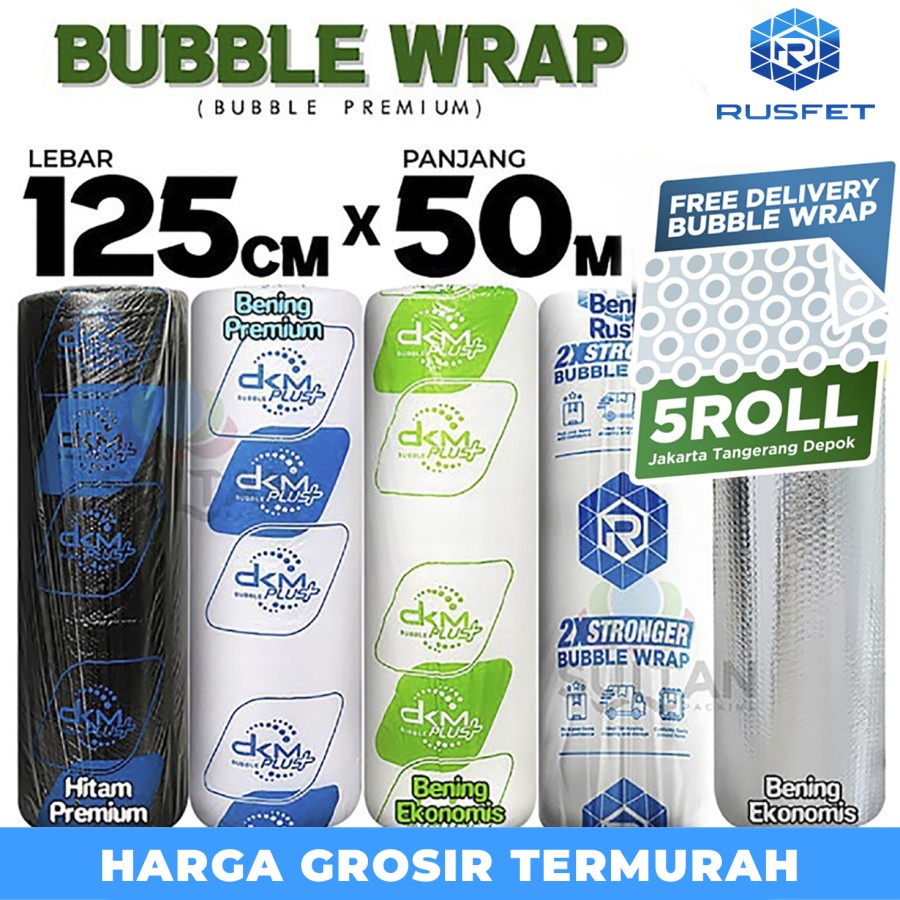 

Plastik Bubble Wrap 125cmx50m BUBBLE WRAP BERWARNA DKM PLUS ROLL