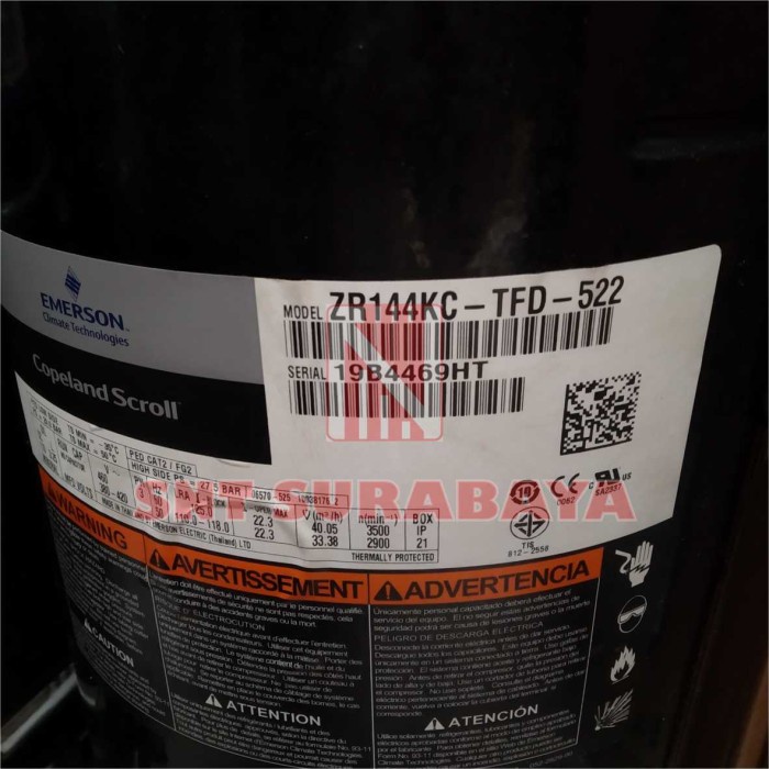 Compressor COPELAND SCROLL ZR144KC-TFD-522 R22