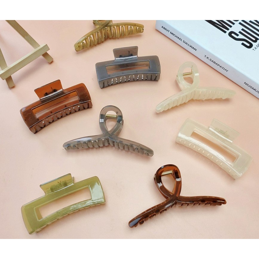 Jepit Rambut Salon Korea Model Kotak Bulat Persegi Bolong 9.5cm 12.5cm Jedai Gaya Glossy Jumbo Besar