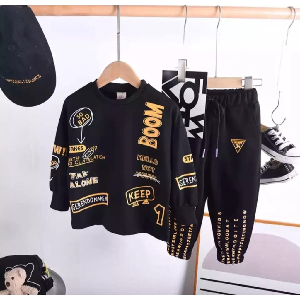 SETELAN ANAK SWATER ANAK TERBARU DAN KEKINIAN SETELAN SWEATER MOTIF PELANGI UMUR 105 TAHUN