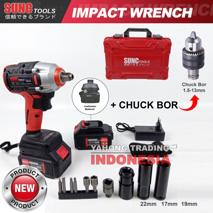 Mesin Impact Baterai Cordless Impact Wrench BRUSHLESS 48V 48VF 48 V SUNC TOOLS