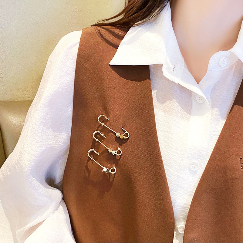 Gadis Paduan Pinggang Adjustable Pin/Bintang Cinta Manik-Manik Fashion Kemeja Kerah Bros